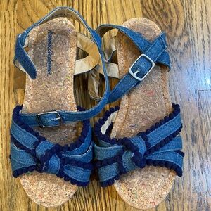Hanna Andersson Karena Denim Wedge Sandals with Cork Footbed